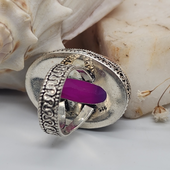 Large Silver Ring Bright Large Pink Spinel Stone - Picture 5 of 15